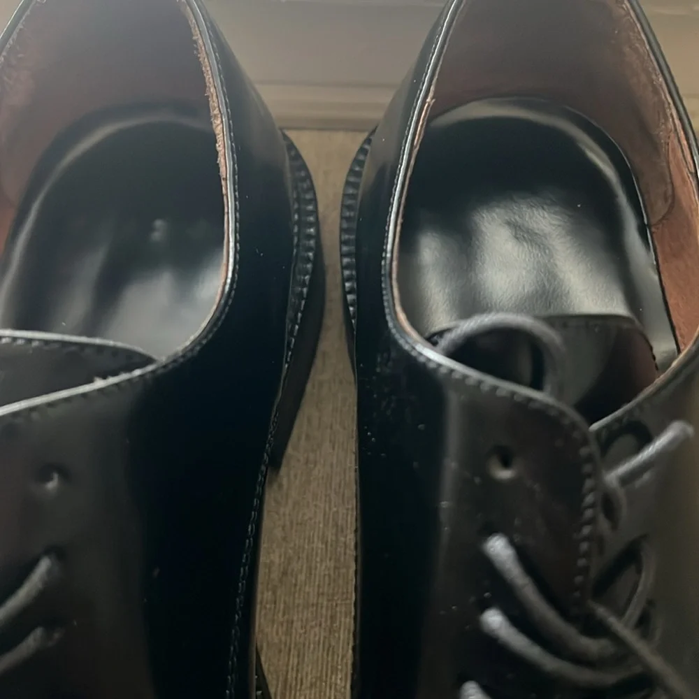 Banana Republic Oxford Black Leather Apron Round Toe Lace Up Shoes Italy